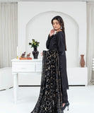 CREATION Dhanak 3PC Chikankari Embroidered Shirt With Velvet Plachi Shawl- 2107