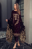 Miraal 7445-3PC VELVET EMBROIDERED DRESS WITH EMBROIDERED VELVET SHAWL...zy