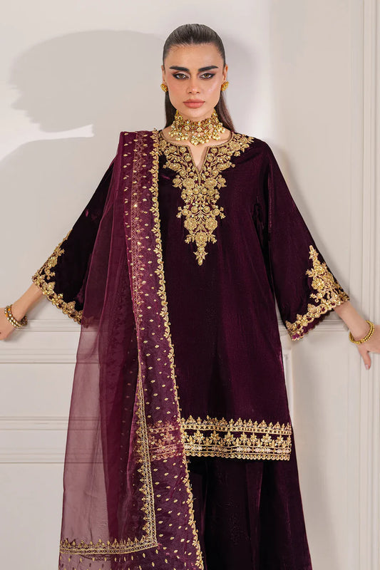 Miraal 979-3 Piece Embroidered Velvet Dress