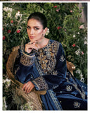 Miraal 959-3PCs Embroidered Velvet With Embroidered Chiffon Dupatta