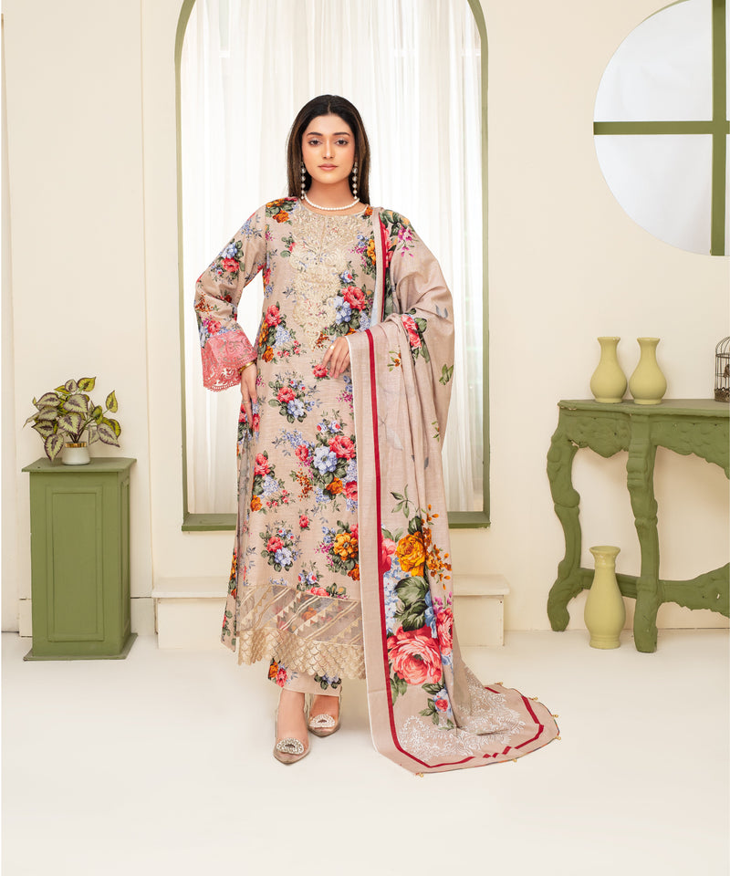 KHADDAR 3PC WITH KHADDAR PRINTED SHIRT & TROUSER-913