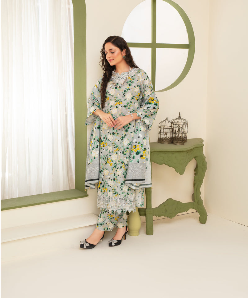 KHADDAR 3PC WITH KHADDAR PRINTED SHIRT & TROUSER-915