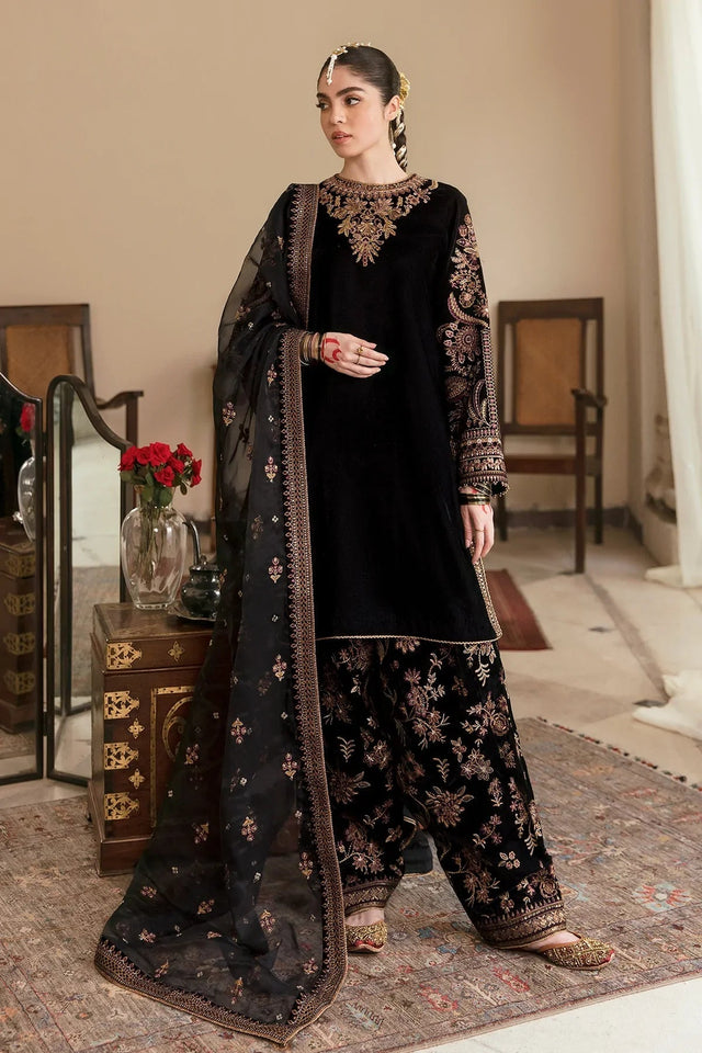 Miraal 621 Embroidered Velvet Dress With Organza embroidered Dupatta