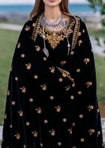 Miraal 303 - Embroidered Velvet 3-Piece Dress with Velvet Shawl