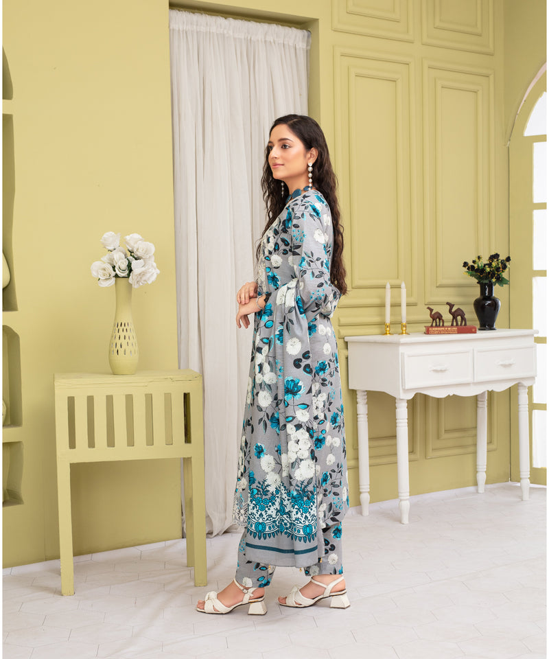 KHADDAR 3PC WITH KHADDAR PRINTED SHIRT & TROUSER-916