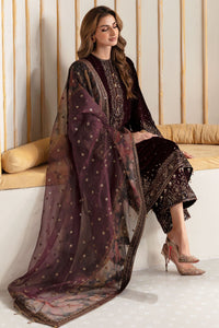 Miraal 705 - Embroidered Velvet 3-Piece Dress with Organza Dupatta