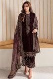 Miraal 705 - Embroidered Velvet 3-Piece Dress with Organza Dupatta