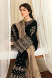 Miraal 958-3PCs Embroidered Velvet Dress With Embroidered Organza Dupatta