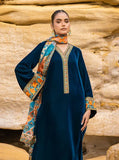 Miraal 430 - EMBROIDERED VELVET DRESS WITH PRINTED KARANDI SHAWL...zy