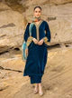 Miraal 430 - EMBROIDERED VELVET DRESS WITH PRINTED KARANDI SHAWL...zy