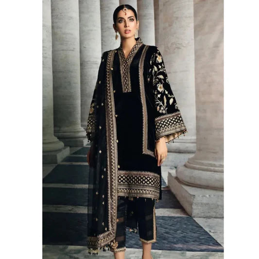 Miraal 969-3PC VELVET EMBROIDERED DRESS WITH ORGANZA EMBROIDERED SHAWL...zy