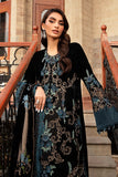 ZY...Maria B Apleck work 7003 Embroidered Velvet Dress with Plachi Velvet Shawl