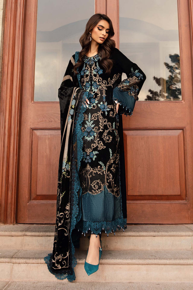 Miraal 7003 Embroidered Velvet Dress with Plachi Velvet Shawl