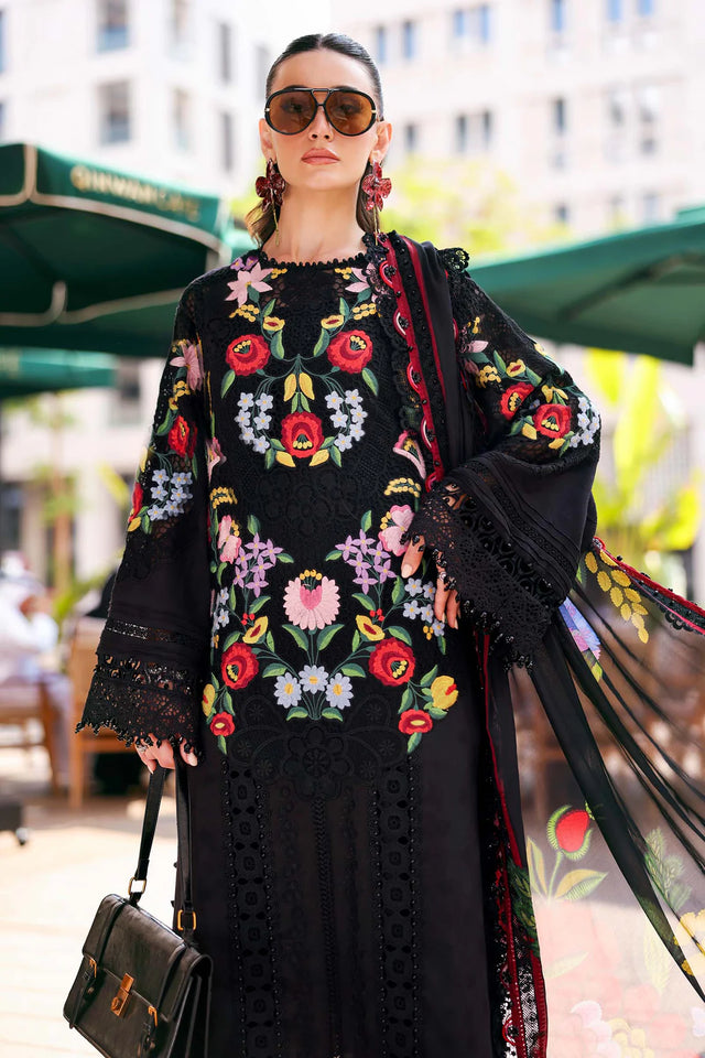 Lawn-3PC Chikankari Embroidered With Digital Printed Jacquard Dupatta-5303
