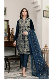Miraal 305 - Embroidered Velvet 3-Piece Dress with Embroidered Organza