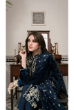 Miraal 305 - Embroidered Velvet 3-Piece Dress with Embroidered Organza