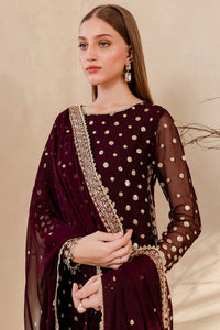 Miraal 960-3PC Embroidered Velvet Dress With Embroidered Organza Dupatta
