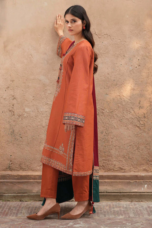 3PC Lawn Embroidered Shirt With Printed Jauqard Dupatta-5190