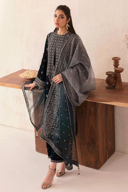 Miraal 962 - 3PC Embroidered Velvet Dress
