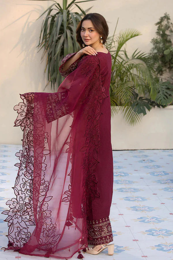 Miraal n312 - EMBROIDERED VELVET 3-PIECE DRESS WITH EMBROIDERED ORGANZA DUPATTA...zy