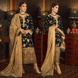 Miraal 983-3 PC Velvet Embroidered Shirt With Organza Embroidered Dupatta