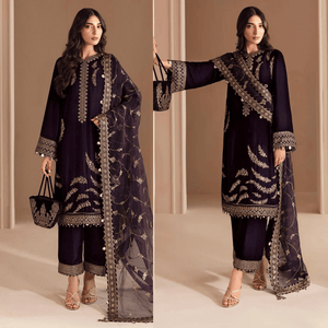 Miraal 968-3PC Embroidered Velvet Dress With Shamooz Silk Trouser
