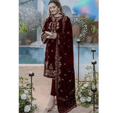 Miraal 970-3PC EMBROIDERED VELVET DRESS WITH VELVET SHAWL...zy