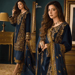 Miraal 973-3piece Embroidered Velvet Dress
