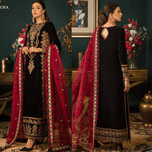 Miraal 976-3piece Embroidered Velvet dress