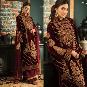 Miraal 977- 3piece suit Embroidered Velvet