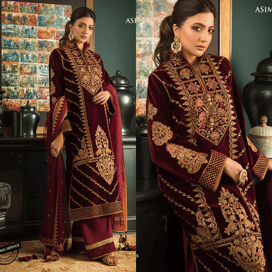 Miraal 977- 3piece suit Embroidered Velvet