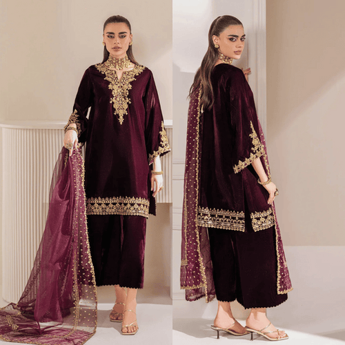 Miraal 979-3 Piece Embroidered Velvet Dress