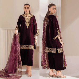 Miraal 979-3 Piece Embroidered Velvet Dress