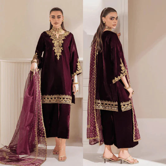 Miraal 979-3 PIECE EMBROIDERED VELVET DRESS...zy