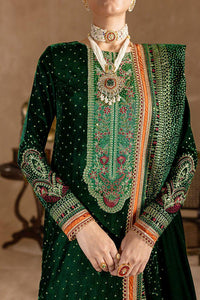Miraal 974 GREEN-3piece Embroidered Velvet Dress