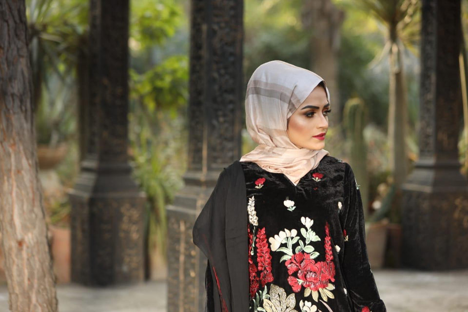 Miraal 7004 Embroidered Velvet Dress