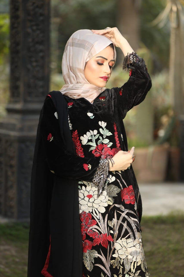 Miraal 7004 Embroidered Velvet Dress