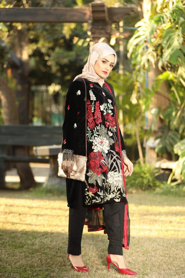 Miraal 7004 Embroidered Velvet Dress