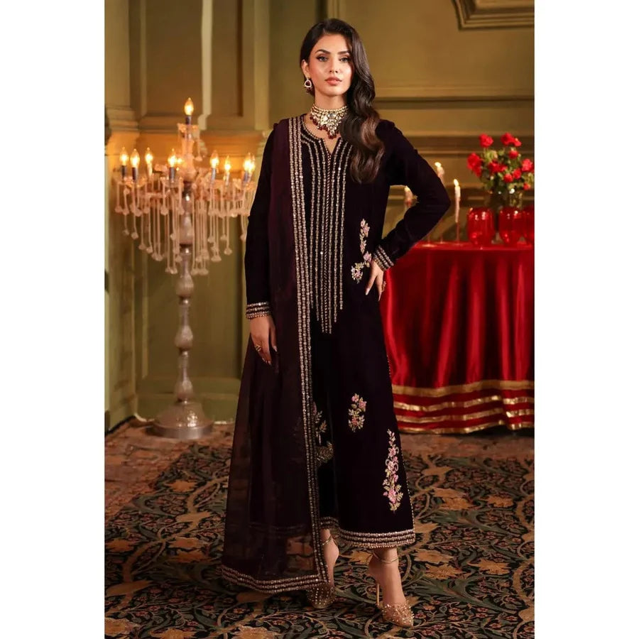 Miraal 1022 Embroidered velvet dress with Embroidered chiffon Dupatta...zy