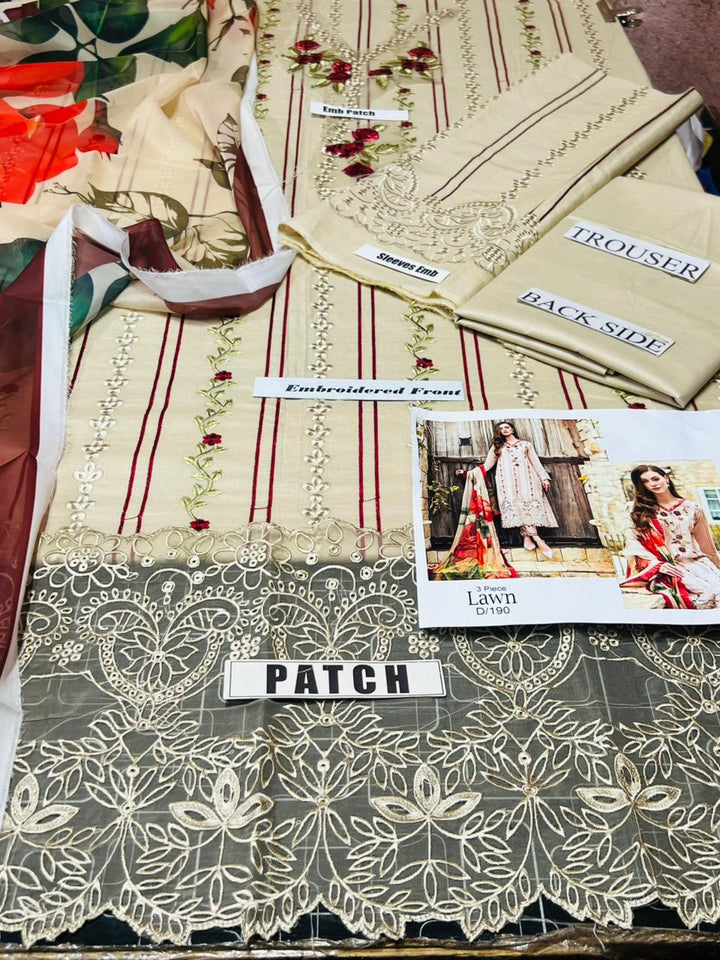 EID Collection Mushq Embroidered lawn Three Piece D-212