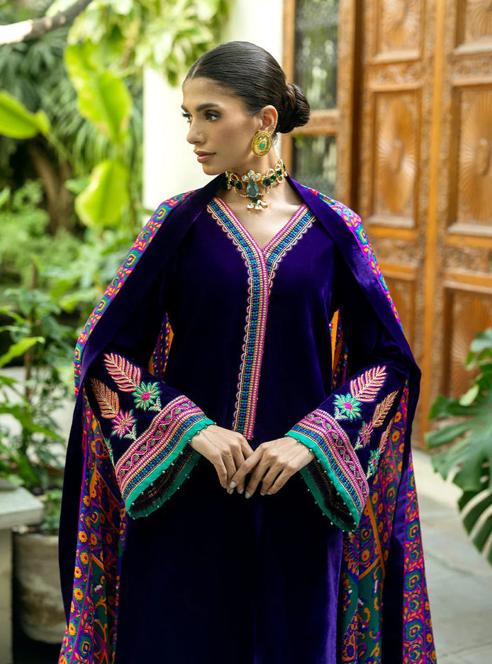 Miraal 975-3piece Embroidered Velvet Dress