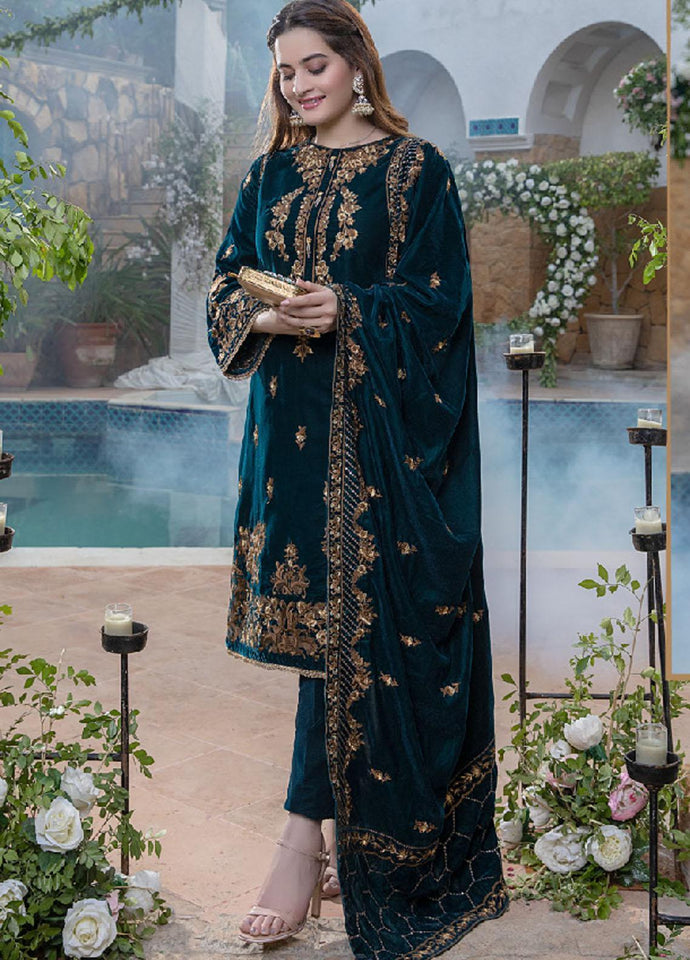 Miraal 2050 Sequance Embroidered Velvet Three piece With Velvet Shawl
