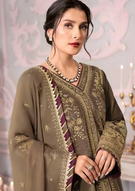Miraal 1017-3PC VELVET EMBROIDERED DRESS WITH EMBROIDERED CHIFFON DUPATTA...zy