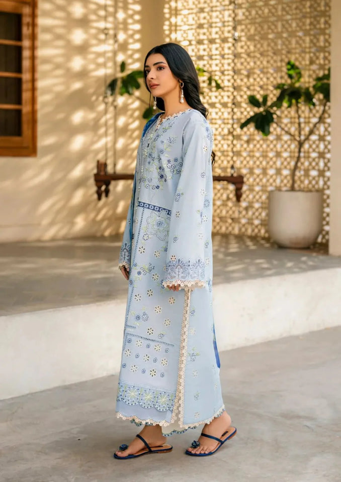 Lawn-3PC Embroidered with Digital Printed Jacquard Dupatta-5200