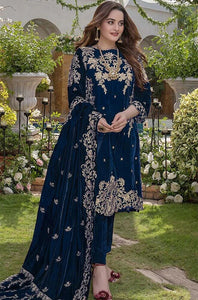 Miraal 955 Embroidered Velvet Three piece With Velvet Shawl