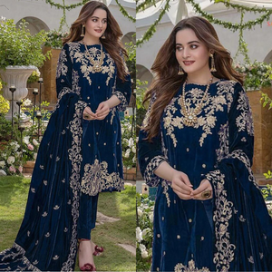 Miraal 955 Embroidered Velvet Three piece With Velvet Shawl