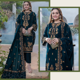 Miraal 2050 Sequance Embroidered Velvet Three piece With Velvet Shawl