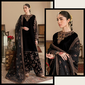 Miraal 621 Embroidered Velvet Dress With Organza embroidered Dupatta